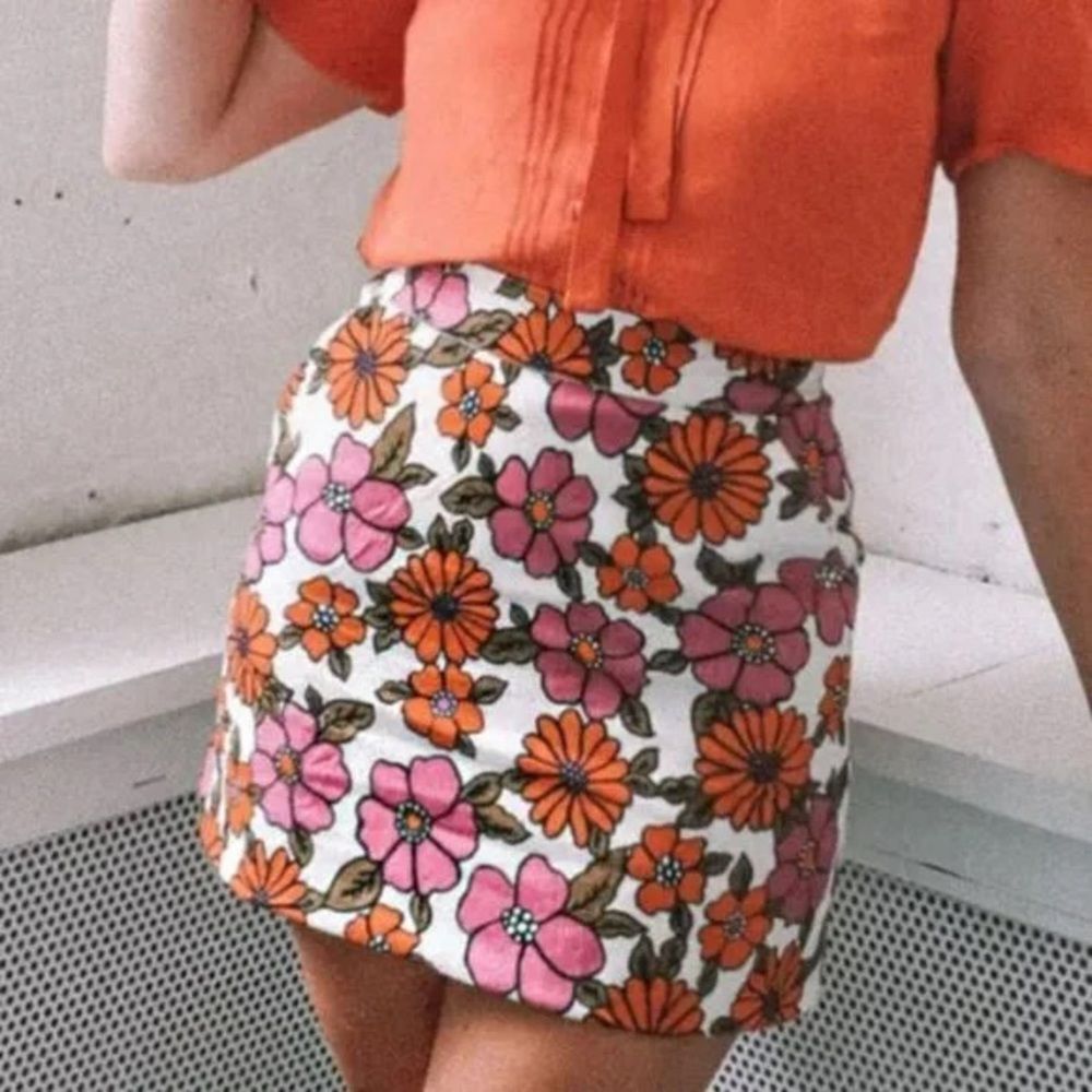 ModCloth x Princess Highway Floral High Waisted Mini Skirt Retro Flower Power